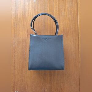 Vintage Coach Italy Leather Mini Tote Cashin Nappa Boxy Metallic Gray Silver NEW